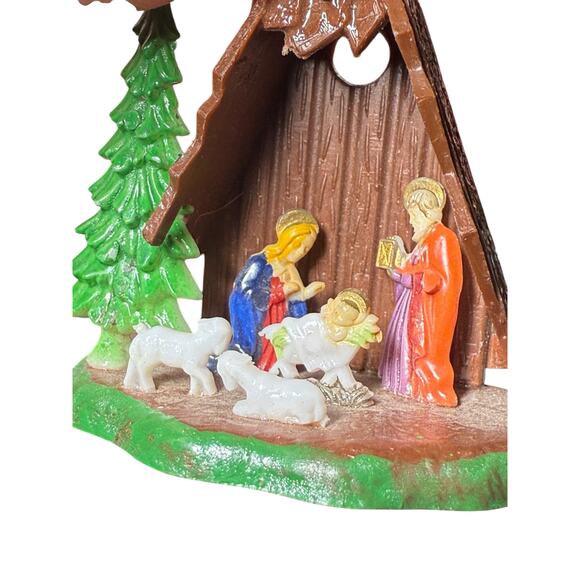 Vintage Shiny Brite Nativity Christmas Ornament Diorama Hong Kong Retro Kitschy - Picture 12 of 13
